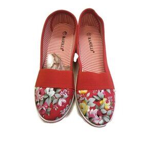 Rasolli Rena Womens Size 7.5 Slip On Wedge Sneaker Shoes Red Summer Floral